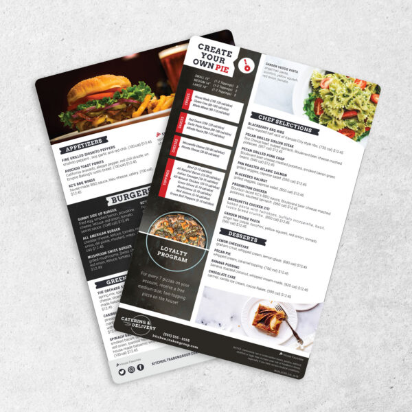 High-quality waterproof menus for restaurant branding and customer experience.