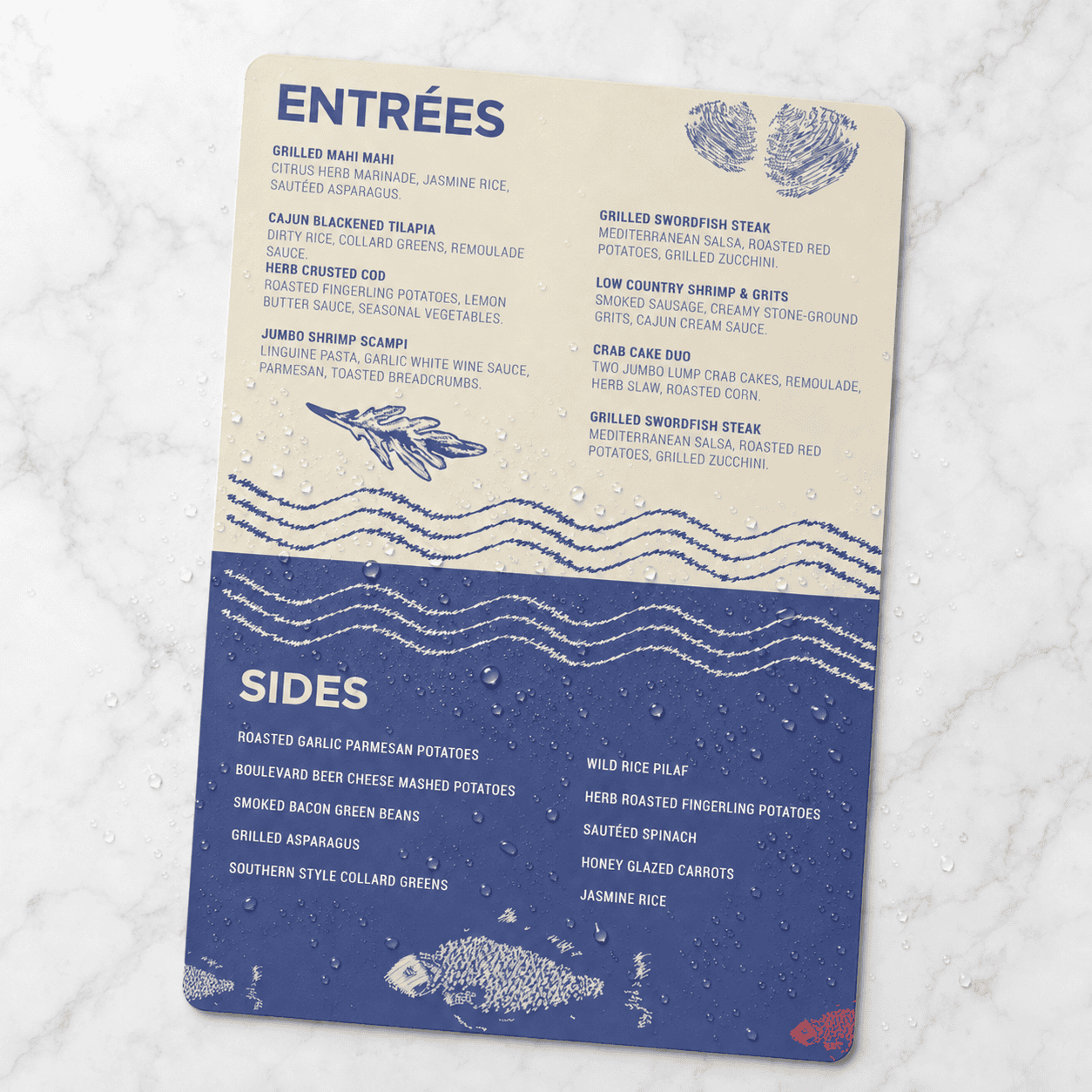 5.5" x 8.5" — Waterproof Menus Flat